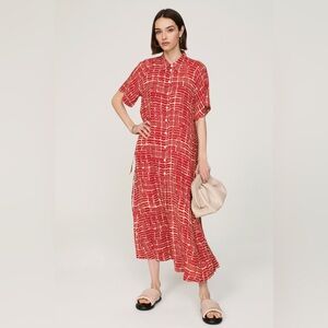Rosetta Getty Red Geometric Midi Dress